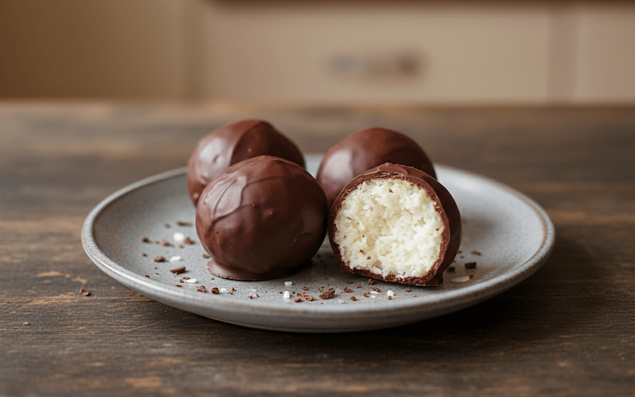 Saldūs kokosiniai rutuliukai su šokoladu