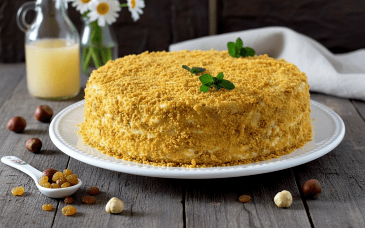 Paprastas medaus tortas su švelniu grietinės kremu