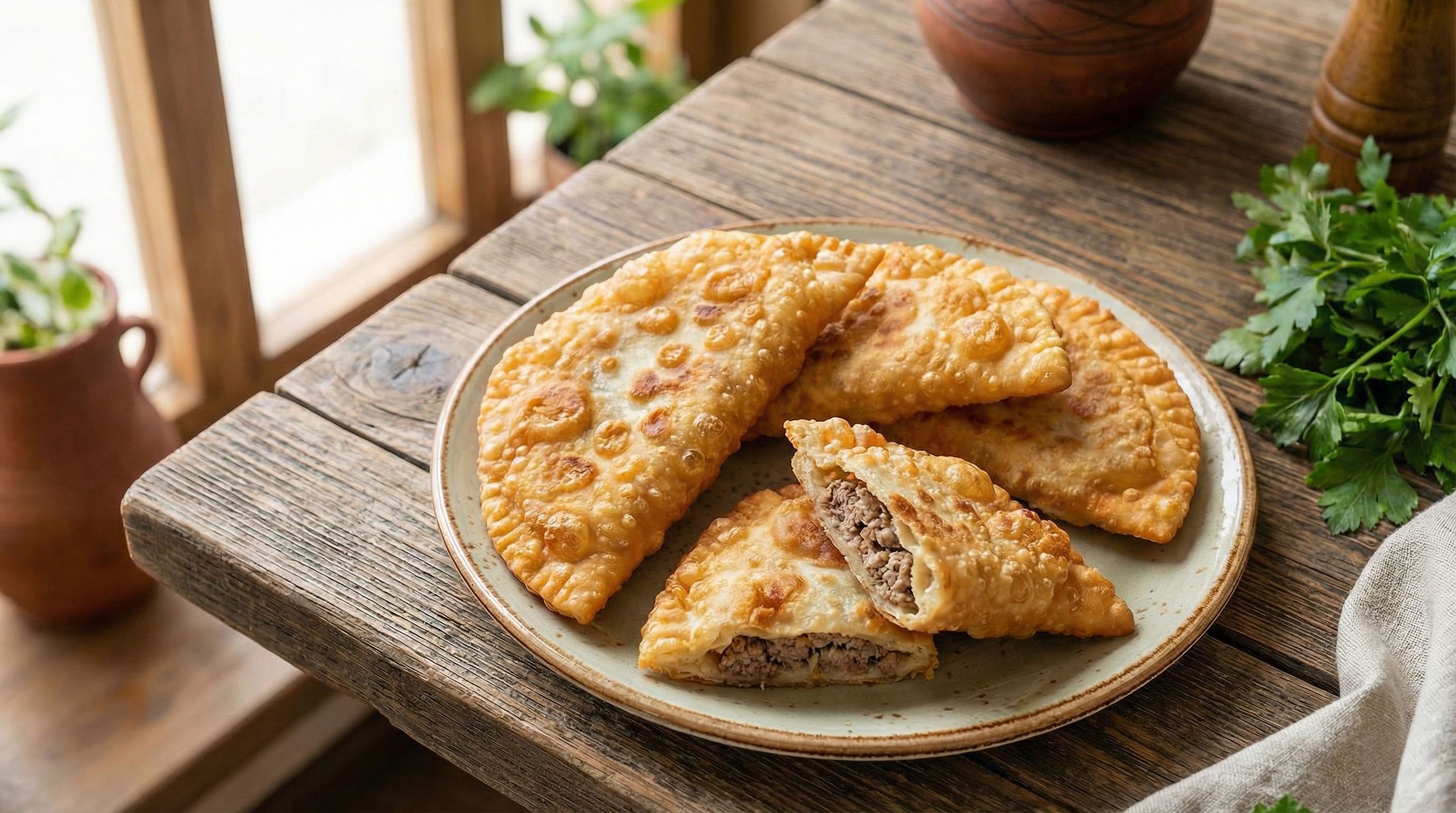 Lengvai pagaminami traškūs čeburekai