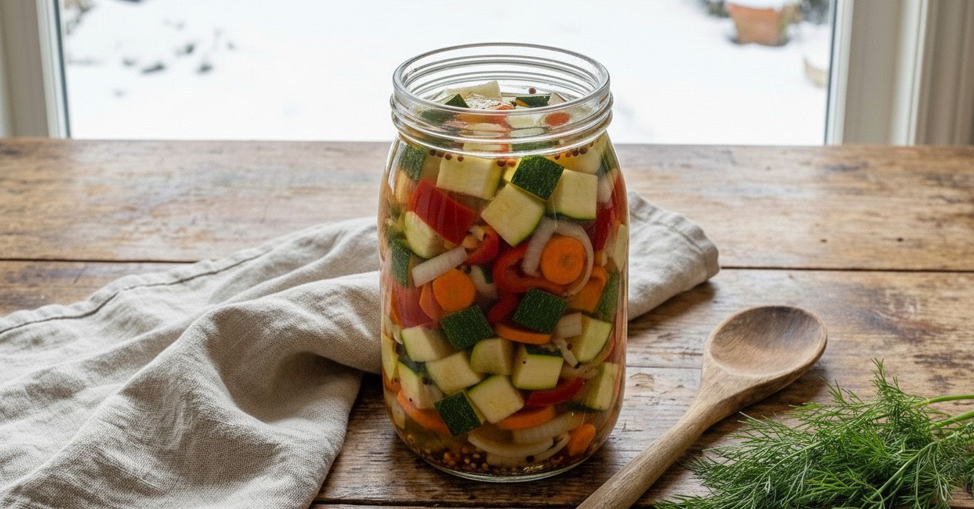 Cukinijų ir daržovių mišrainė žiemai