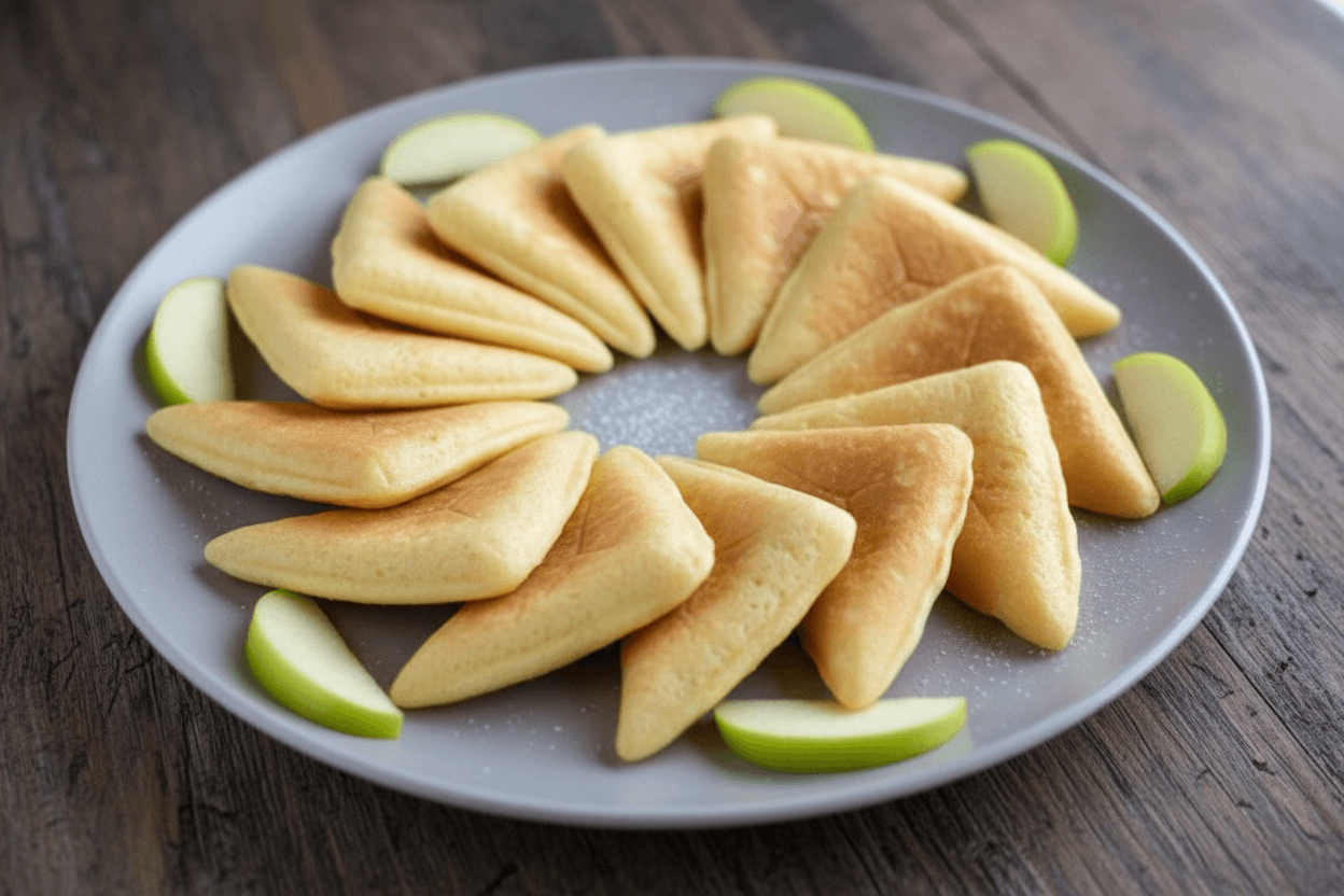 Minkšti obuolių blyneliai kepti sumuštinių keptuvėje