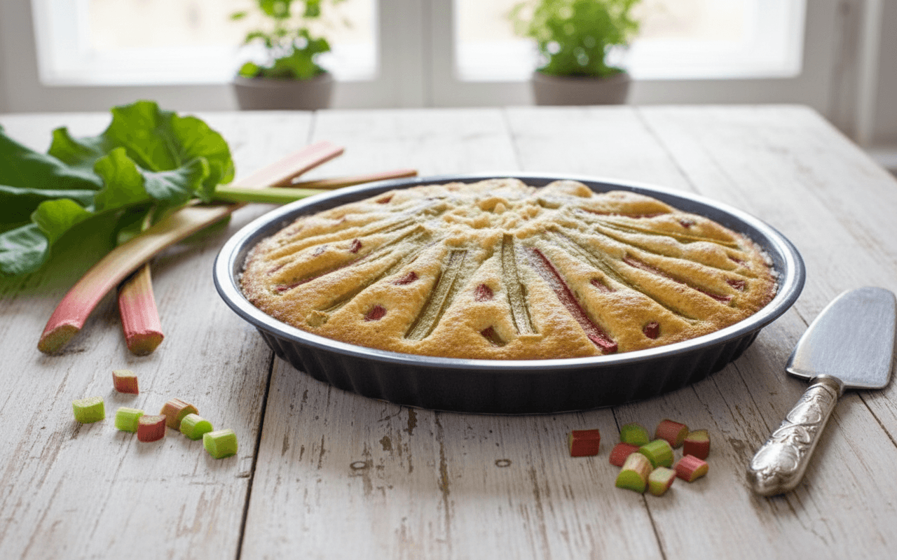 Kvapnus sviestinis pyragas su rabarbarais